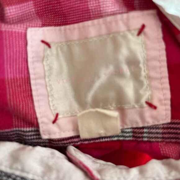 Victoria’s Secret 100% cotton plaid shirt with silk trim, size L. - Picture 5 of 5